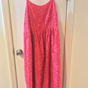 CeCe Pink Floral Lace Midi Dress